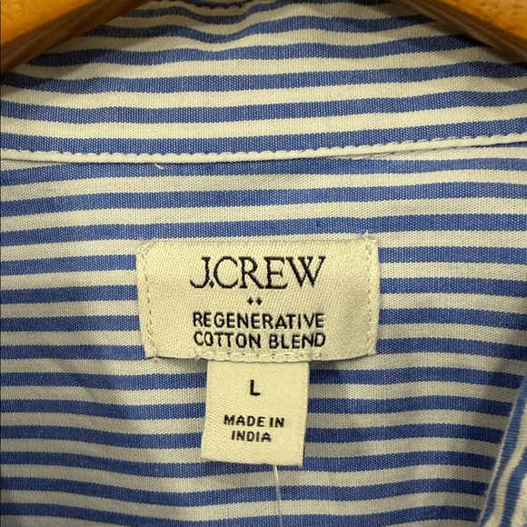 J. Crew Blue and White Striped Shirt with Navy Satin Bow Accents Size Large - Picture 4 of 6